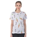 Rabbit Carrot Pattern Weft Step Women s Cotton Tee View1