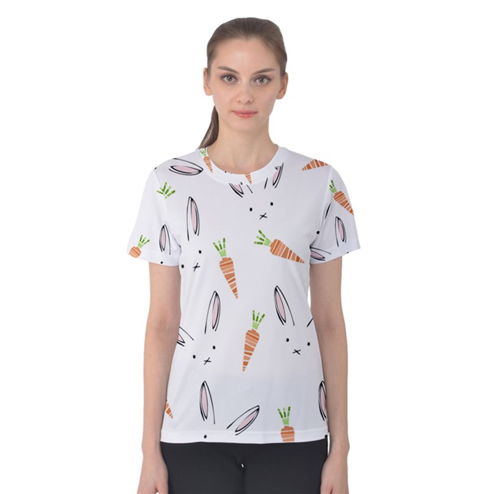 Rabbit Carrot Pattern Weft Step Women s Cotton Tee