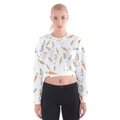 Rabbit Carrot Pattern Weft Step Women s Cropped Sweatshirt by Amaryn4rt