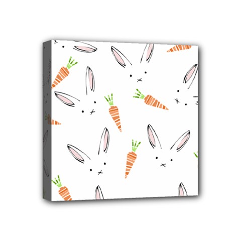 Rabbit Carrot Pattern Weft Step Mini Canvas 4  X 4 