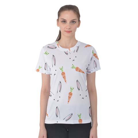 Rabbit Carrot Pattern Weft Step Women s Cotton Tee by Amaryn4rt