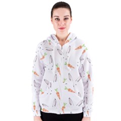 Rabbit Carrot Pattern Weft Step Women s Zipper Hoodie by Amaryn4rt