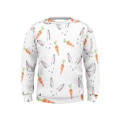 Rabbit Carrot Pattern Weft Step Kids  Sweatshirt by Amaryn4rt