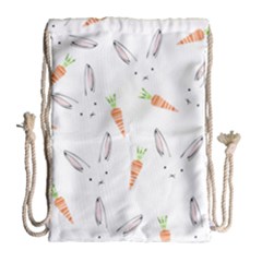 Rabbit Carrot Pattern Weft Step Drawstring Bag (large)