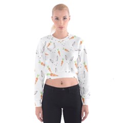 Rabbit Carrot Pattern Weft Step Women s Cropped Sweatshirt by Amaryn4rt