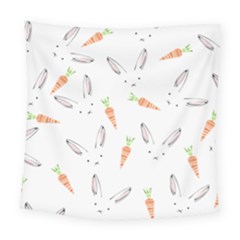 Rabbit Carrot Pattern Weft Step Square Tapestry (large) by Amaryn4rt