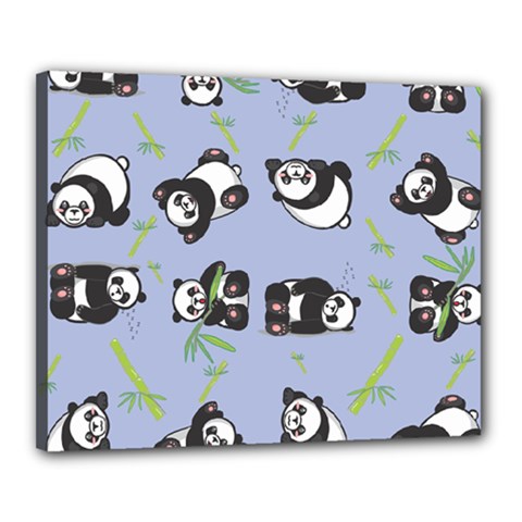 Panda Tile Cute Pattern Blue Canvas 20  X 16 