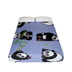 Panda Tile Cute Pattern Blue Fitted Sheet (full/ Double Size)