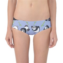 Panda Tile Cute Pattern Blue Classic Bikini Bottoms