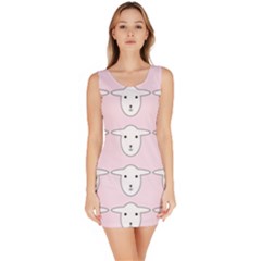 Sheep Wallpaper Pattern Pink Sleeveless Bodycon Dress by Amaryn4rt