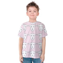 Sheep Wallpaper Pattern Pink Kids  Cotton Tee