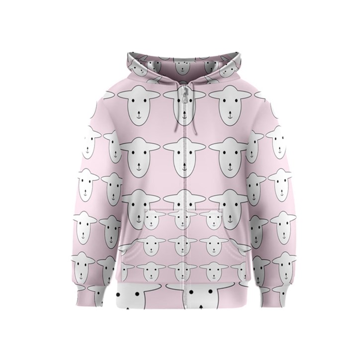 Sheep Wallpaper Pattern Pink Kids  Zipper Hoodie