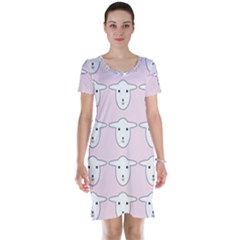 Sheep Wallpaper Pattern Pink Short Sleeve Nightdress by Amaryn4rt