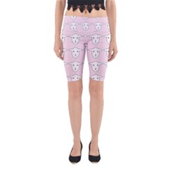 Sheep Wallpaper Pattern Pink Yoga Cropped Leggings by Amaryn4rt