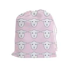 Sheep Wallpaper Pattern Pink Drawstring Pouches (extra Large) by Amaryn4rt