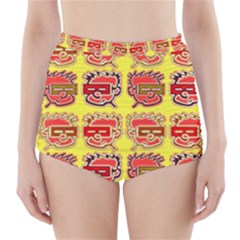 Funny Faces High-waisted Bikini Bottoms by Amaryn4rt