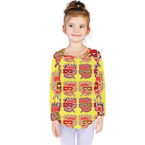 Funny Faces Kids  Long Sleeve Tee by Amaryn4rt