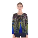 Bird Peacock Display Full Elegant Plumage Women s Long Sleeve Tee View1