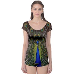 Bird Peacock Display Full Elegant Plumage Boyleg Leotard  by Amaryn4rt