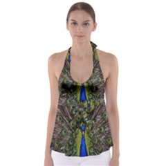 Bird Peacock Display Full Elegant Plumage Babydoll Tankini Top