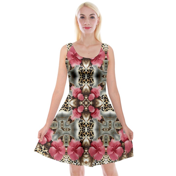 Flowers Fabric Reversible Velvet Sleeveless Dress