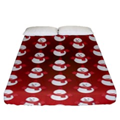 Card Cartoon Christmas Cold Fitted Sheet (queen Size) by Amaryn4rt