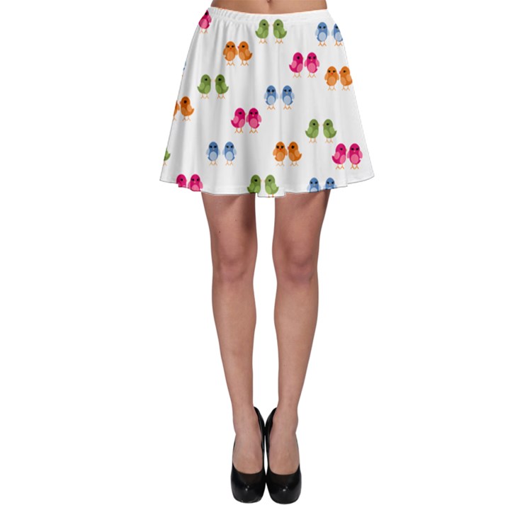 Pattern Birds Cute Design Nature Skater Skirt