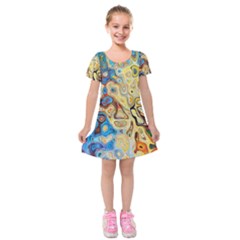 Background Structure Absstrakt Color Texture Kids  Short Sleeve Velvet Dress