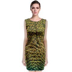 Colorful Iridescent Feather Bird Color Peacock Classic Sleeveless Midi Dress by Amaryn4rt