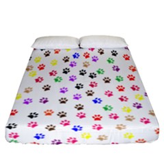 Paw Prints Background Fitted Sheet (california King Size)