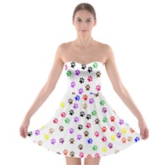 Paw Prints Background Strapless Bra Top Dress by Amaryn4rt