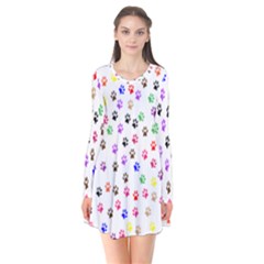 Paw Prints Background Flare Dress