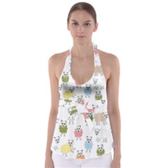 Sheep Cartoon Colorful Babydoll Tankini Top