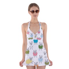 Sheep Cartoon Colorful Halter Swimsuit Dress by Amaryn4rt