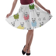 Sheep Cartoon Colorful A-line Skater Skirt by Amaryn4rt