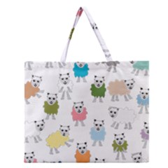 Sheep Cartoon Colorful Zipper Large Tote Bag by Amaryn4rt