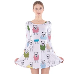 Sheep Cartoon Colorful Long Sleeve Velvet Skater Dress by Amaryn4rt