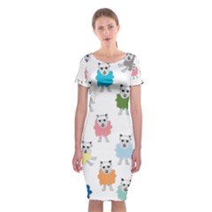 Sheep Cartoon Colorful Classic Short Sleeve Midi Dress by Amaryn4rt