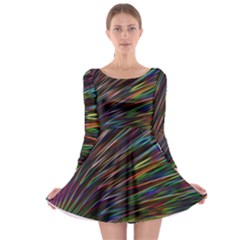 Texture Colorful Abstract Pattern Long Sleeve Skater Dress by Amaryn4rt