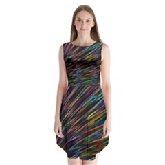 Texture Colorful Abstract Pattern Sleeveless Chiffon Dress  