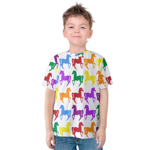 Colorful Horse Background Wallpaper Kids  Cotton Tee by Amaryn4rt