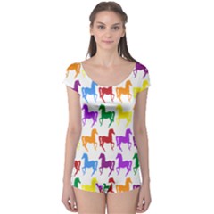 Colorful Horse Background Wallpaper Boyleg Leotard  by Amaryn4rt