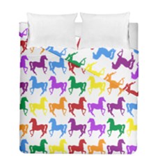 Colorful Horse Background Wallpaper Duvet Cover Double Side (full/ Double Size) by Amaryn4rt