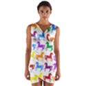 Colorful Horse Background Wallpaper Wrap Front Bodycon Dress View1