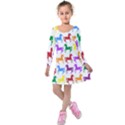 Colorful Horse Background Wallpaper Kids  Long Sleeve Velvet Dress View1