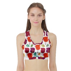 Tree Pattern Background Sports Bra With Border