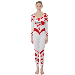 Love Red Hearth Long Sleeve Catsuit by Amaryn4rt