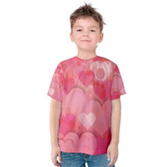 Hearts Pink Background Kids  Cotton Tee