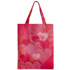 Hearts Pink Background Zipper Classic Tote Bag