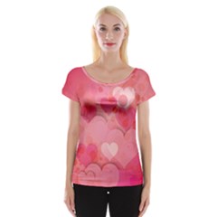 Hearts Pink Background Women s Cap Sleeve Top by Amaryn4rt